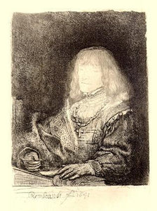 Man at a Desk Wearing a Cross and Chain Etching | Rembrandt,{{product.type}}