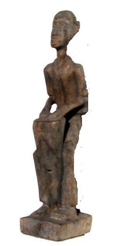 Man Figure Drumming Wood | African or Oceanic Objects,{{product.type}}