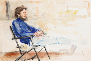 Man in Blue Turtleneck Watercolor | Marshall Goodman,{{product.type}}