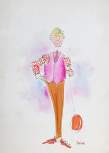 Man in Pink Vest with Yo-Yo Mixed Media | R. Jeronimo,{{product.type}}