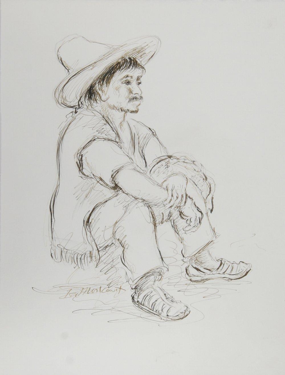 Man in Sombrero - II Ink | Ira Moskowitz,{{product.type}}