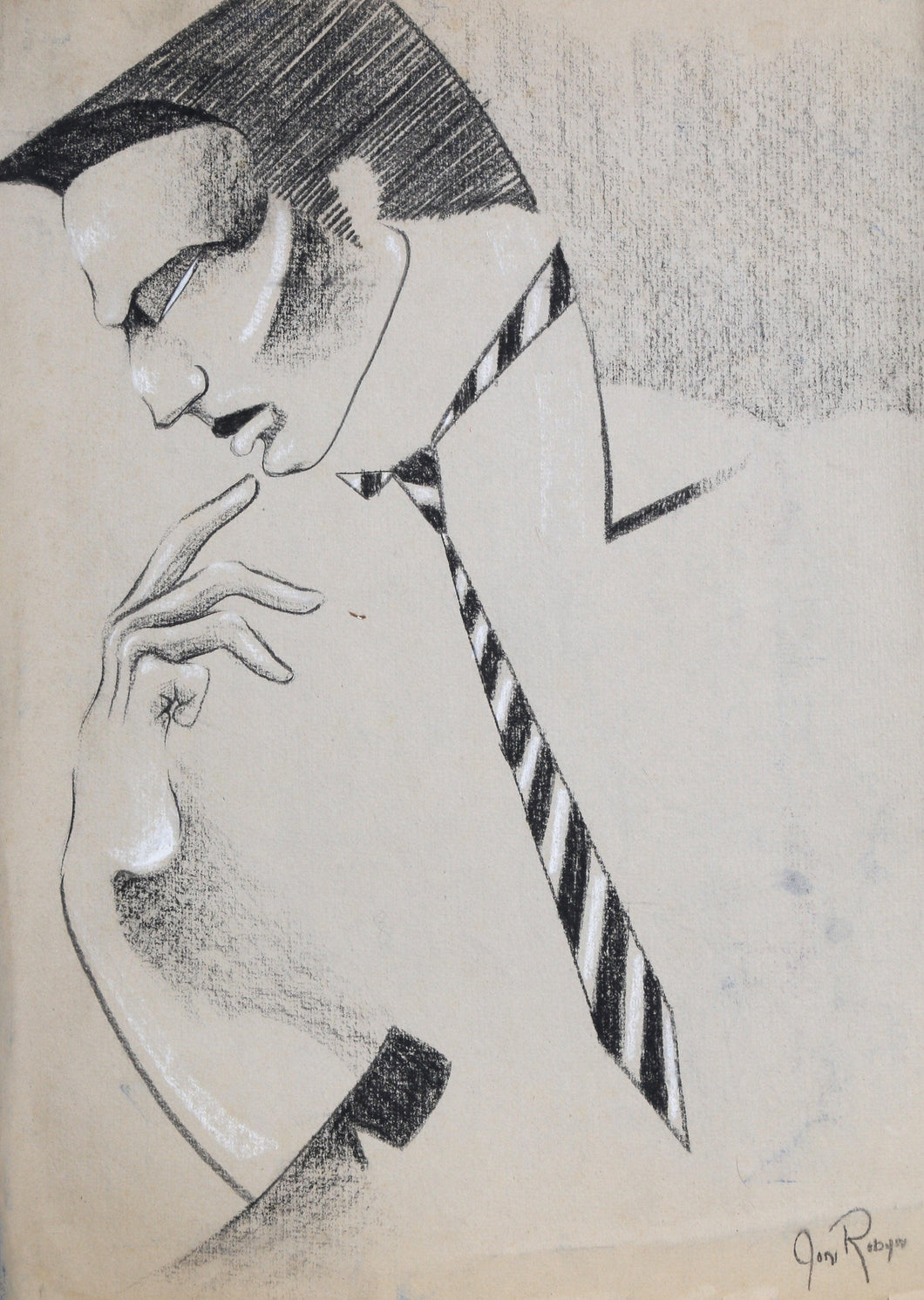 Man in Striped Tie Pencil | Jon Robyn,{{product.type}}