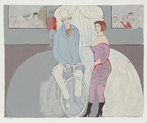 Man on Bicycle Lithograph | David Schneuer,{{product.type}}