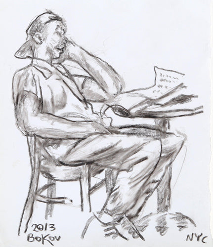 Man Reading Paper Pencil | Konstantin Bokov,{{product.type}}