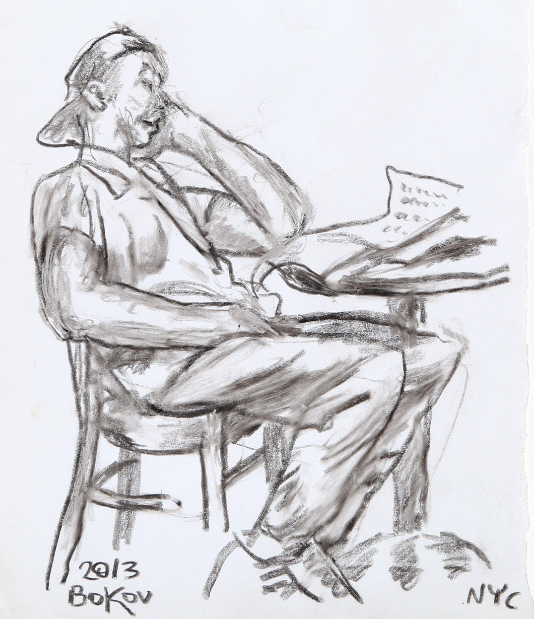 Man Reading Paper Pencil | Konstantin Bokov,{{product.type}}