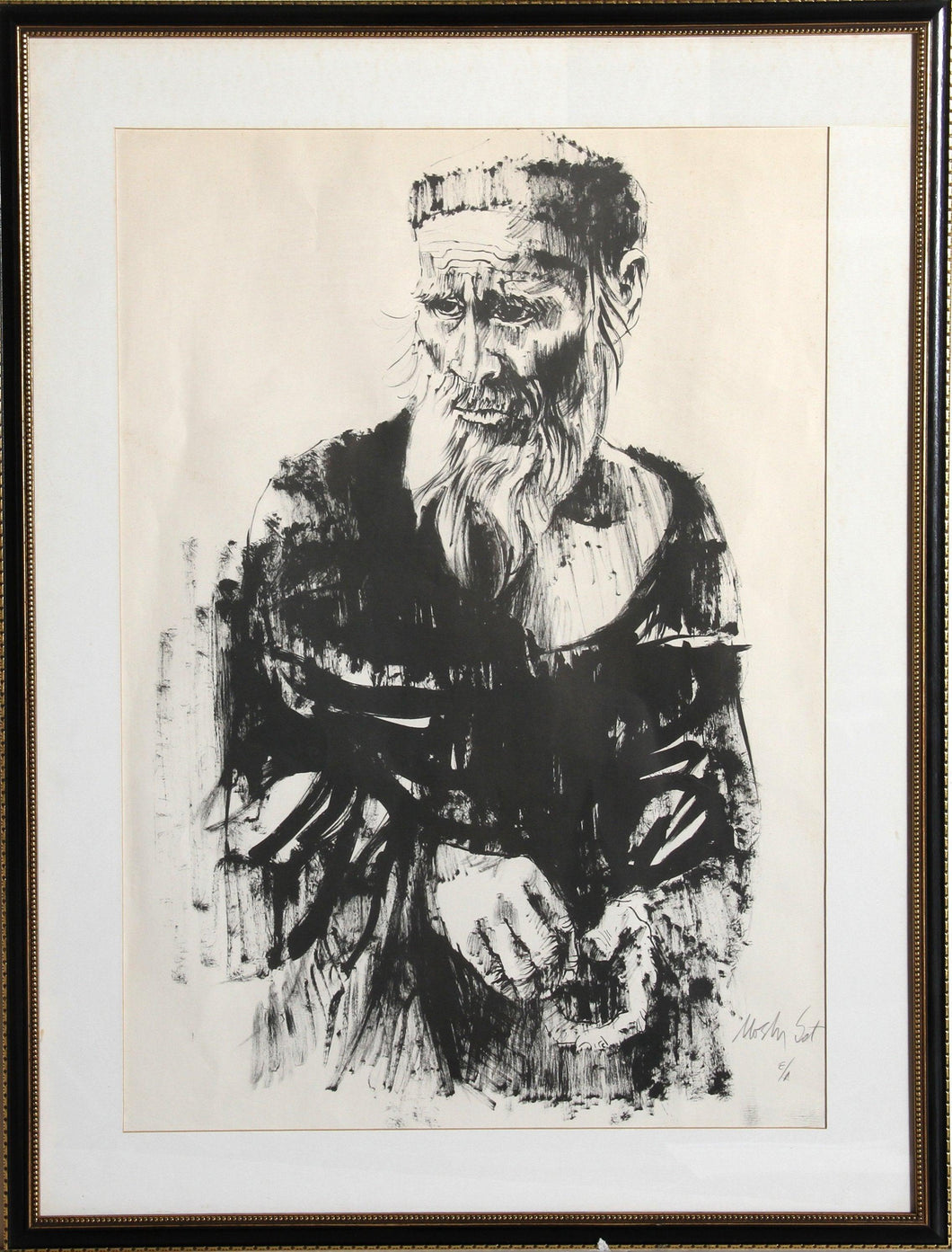 Man with Beard Lithograph | Moshe Gat,{{product.type}}