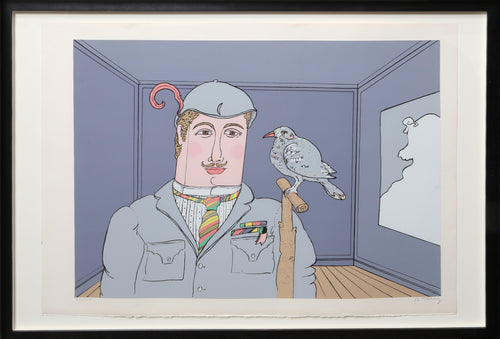Man with Bird Screenprint | Benjamin Levy,{{product.type}}