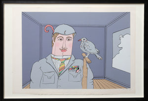 Man with Bird Screenprint | Benjamin Levy,{{product.type}}