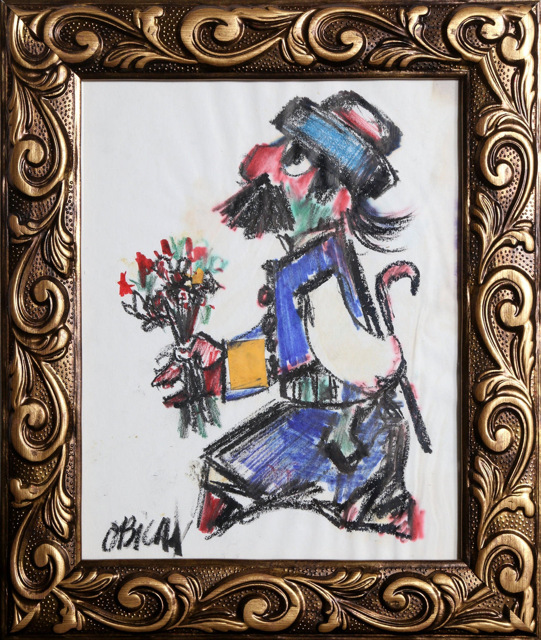 Man with Flowers Watercolor | Jovan Obican,{{product.type}}