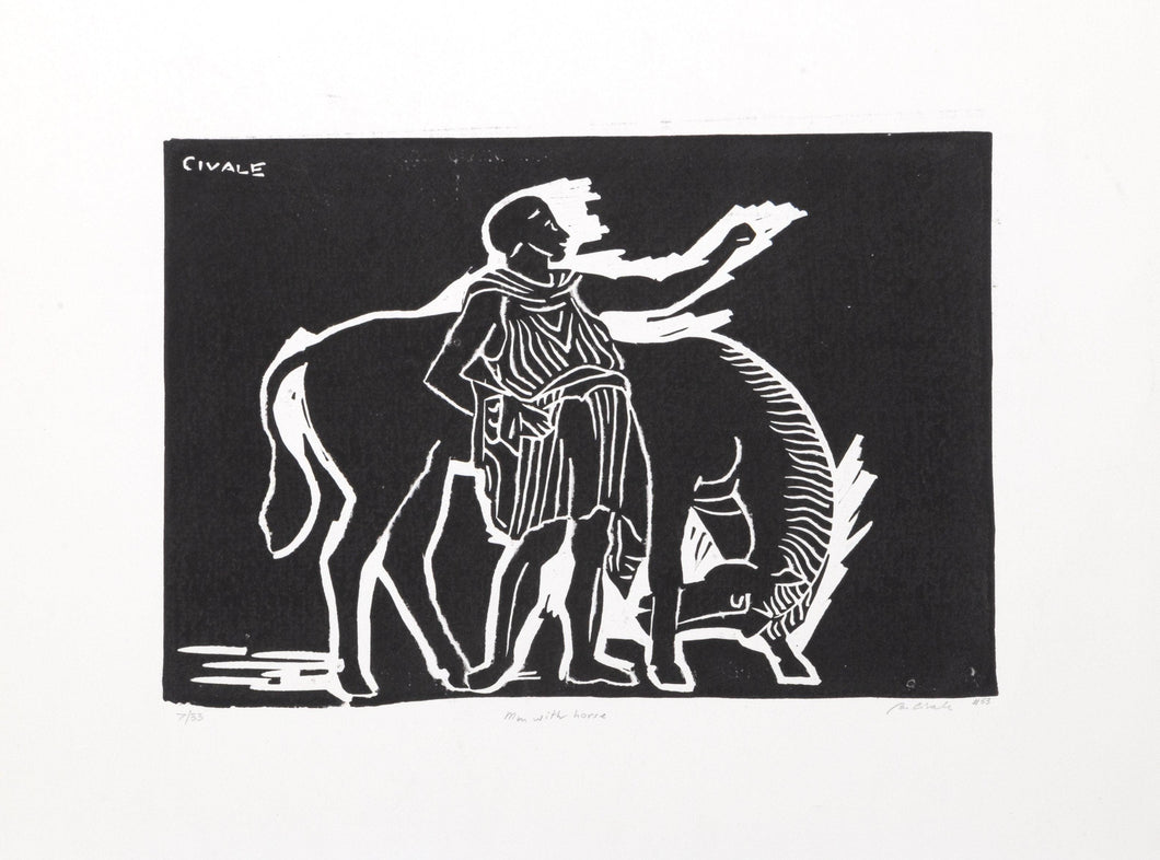 Man with Horse Woodcut | Biagio Civale,{{product.type}}