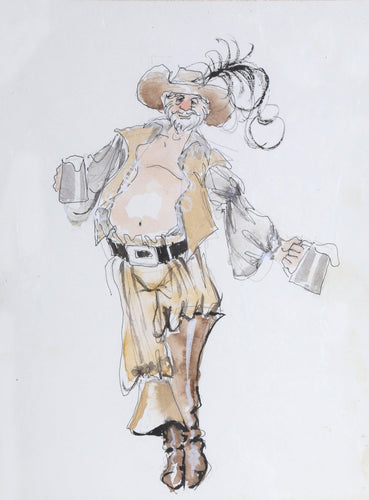 Man with Two Beer Steins in Costume Mixed Media | R. Jeronimo,{{product.type}}