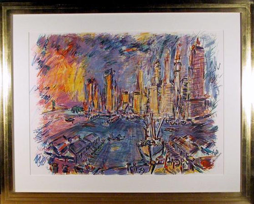 Manhattan From Brooklyn Bridge Lithograph | Wayne Ensrud,{{product.type}}
