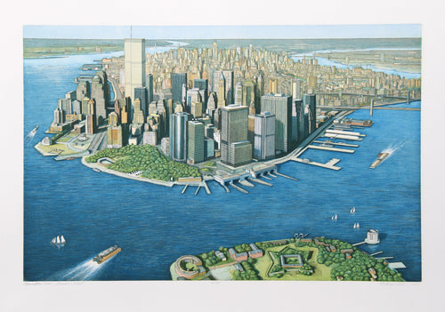Manhattan View from Governor's Island, color Etching | Richard Haas,{{product.type}}