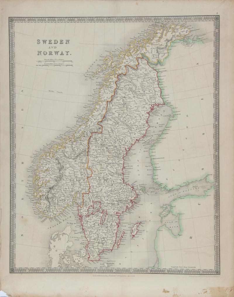 Map of Sweden and Norway Etching | John Dower,{{product.type}}