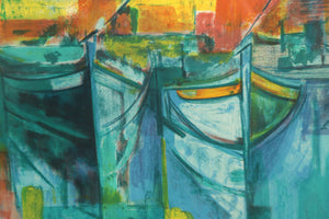 Marina with Boats Lithograph | José Palmeiro,{{product.type}}