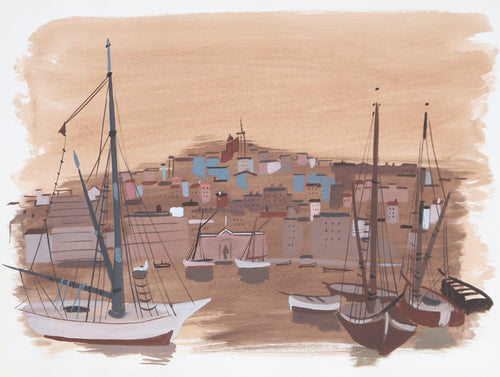 Marseilles Harbor II Watercolor | Charles Levier,{{product.type}}