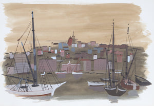 Marseilles Harbor III Watercolor | Charles Levier,{{product.type}}