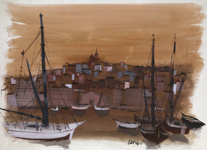 Marseilles Harbor Watercolor | Charles Levier,{{product.type}}
