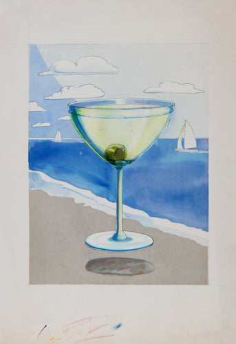 Martini Glass Mixed Media | Unknown Artist,{{product.type}}