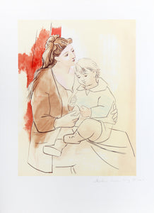Maternite au Rideau Rouge Lithograph | Pablo Picasso,{{product.type}}
