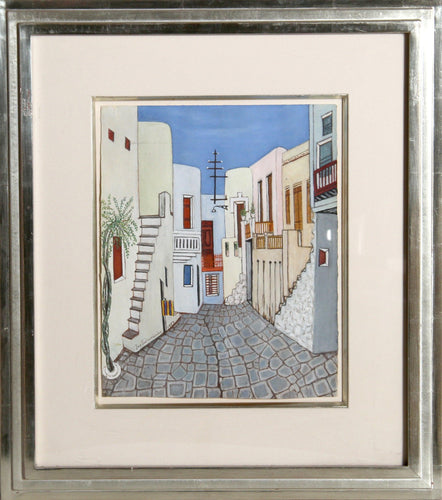 Mediterranean City Street Gouache | Unknown Artist,{{product.type}}