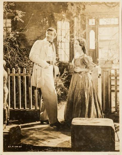 MGM Gone with the Wind - Gable and Leigh at Fence Black and White | Unknown Artist,{{product.type}}