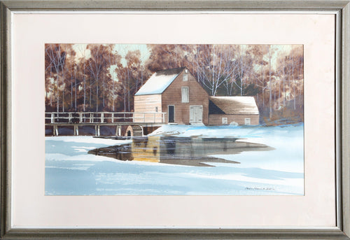 Mill in Winter Watercolor | James Feriola,{{product.type}}