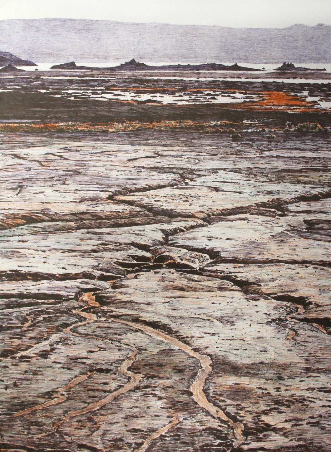 Mono Lake Mudflats Lithograph | J. Cerri,{{product.type}}