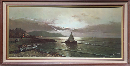 Moonlight Fisherman's Village Poster | Agnes Torrielli,{{product.type}}