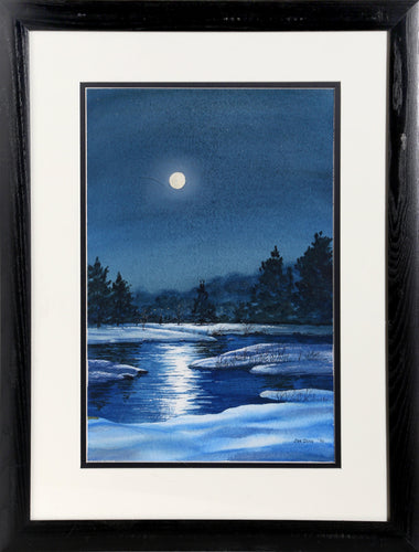 Moonlight Lake Watercolor | Joe Dunn,{{product.type}}