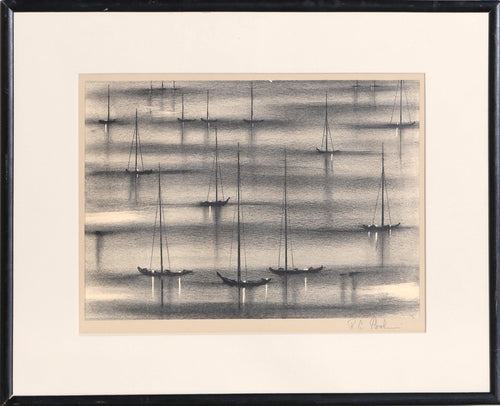 Moored Boats Lithograph | Richard Florsheim,{{product.type}}