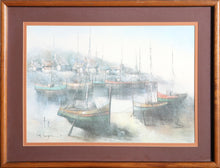 Moored Boats Lithograph | Unknown Artist,{{product.type}}