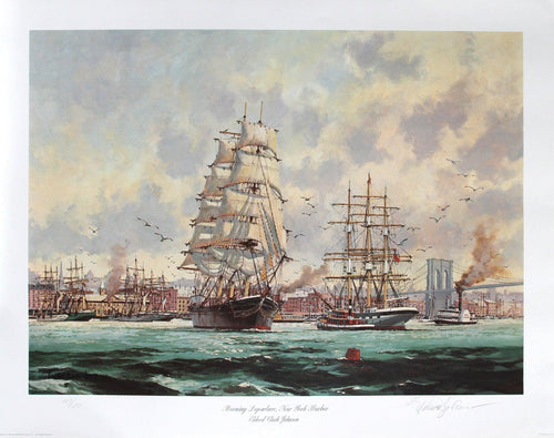 Morning Departure, New York Harbour Lithograph | Eldred Clark Johnson,{{product.type}}
