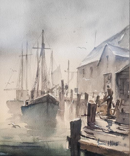 Morning Fog Watercolor | John Cuthbert Hare,{{product.type}}