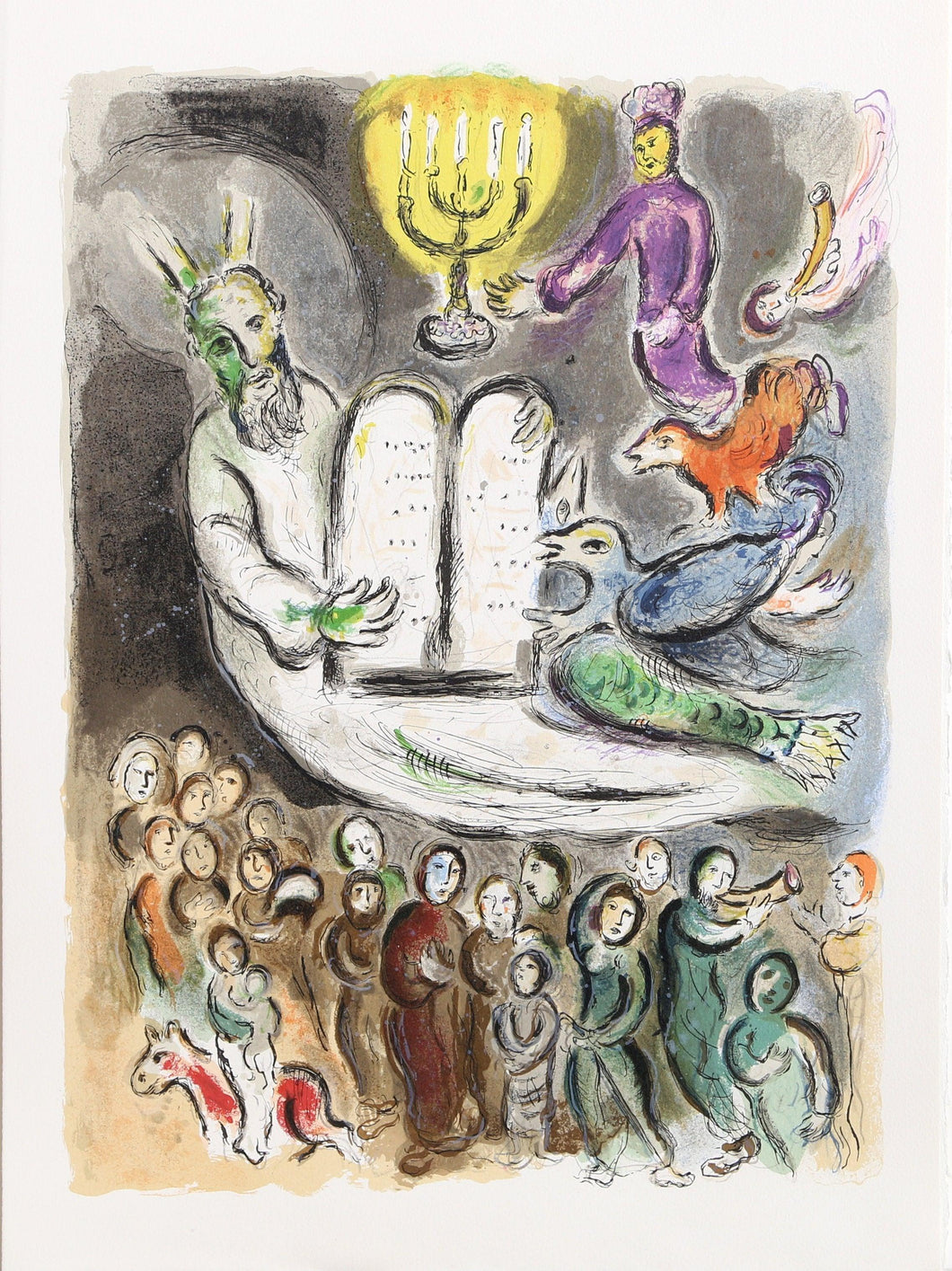 Moses and the Ten Commandments Lithograph | Marc Chagall,{{product.type}}