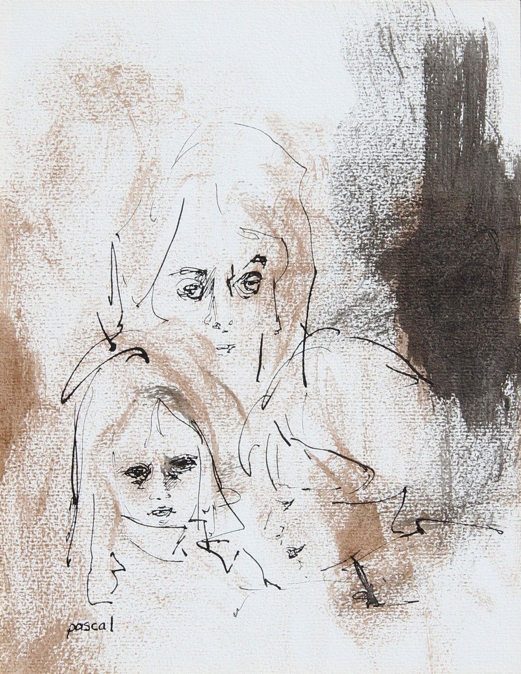 Mother and Child Watercolor | Suzanne Pascal,{{product.type}}