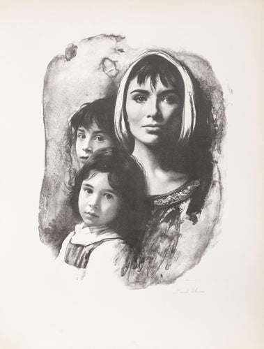 Mother and Children Lithograph | Sandu Liberman,{{product.type}}