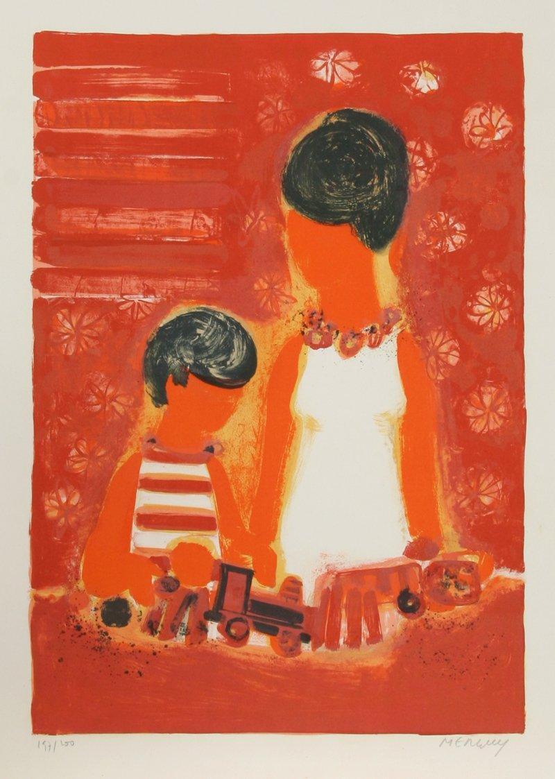 Mother and Son with Toy Train Lithograph | Frederic Menguy,{{product.type}}