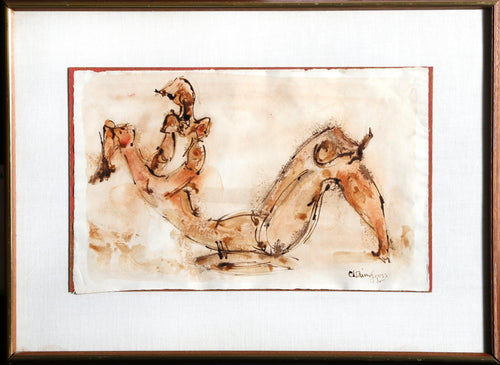 Mother Playing Watercolor | Chaim Gross,{{product.type}}