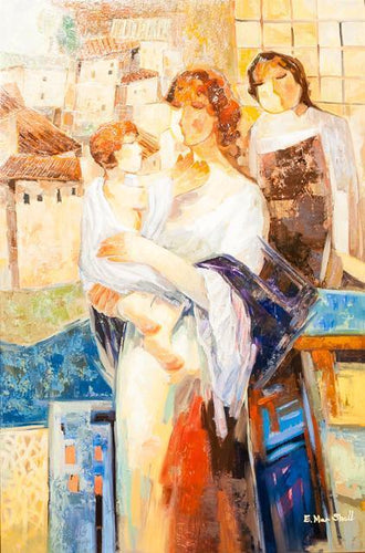 Mother with Children Oil | Unknown Artist,{{product.type}}