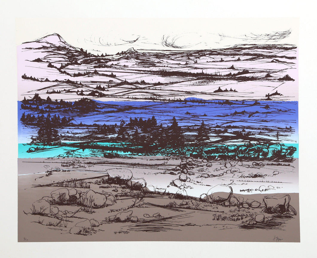 Mountain Landscape over Seascape Screenprint | Joseph Grippi,{{product.type}}