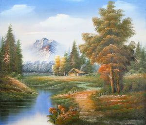 Mountain Landscape with Cabin (32) Oil | Shumu Fu,{{product.type}}