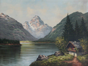 Mountain Landscape with Cottage Oil | Unknown Artist,{{product.type}}