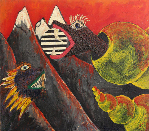 Mountain Landscape with Monsters Oil | Joe Frey,{{product.type}}