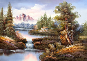 Mountain Landscape with Waterfall (130) Oil | Shumu Fu,{{product.type}}