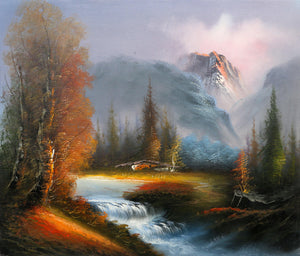 Mountain Landscape with Waterfall (8) Oil | Shumu Fu,{{product.type}}