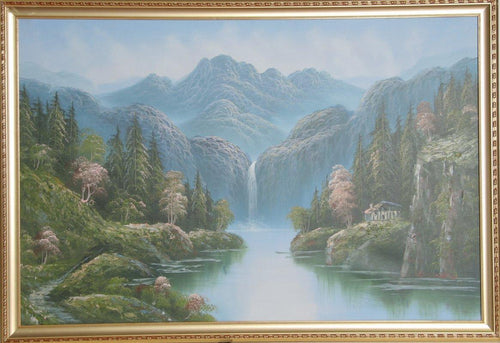 Mountain Waterfall Acrylic | Unknown Artist,{{product.type}}