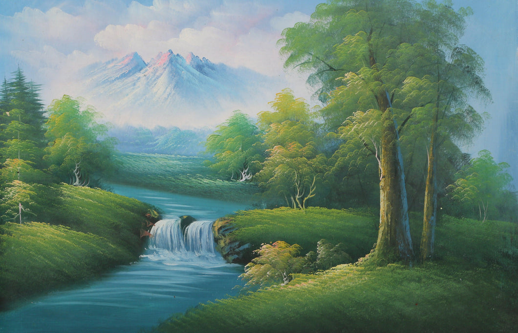 Mountain Waterfall Landscape (180) Oil | Mao Wu,{{product.type}}