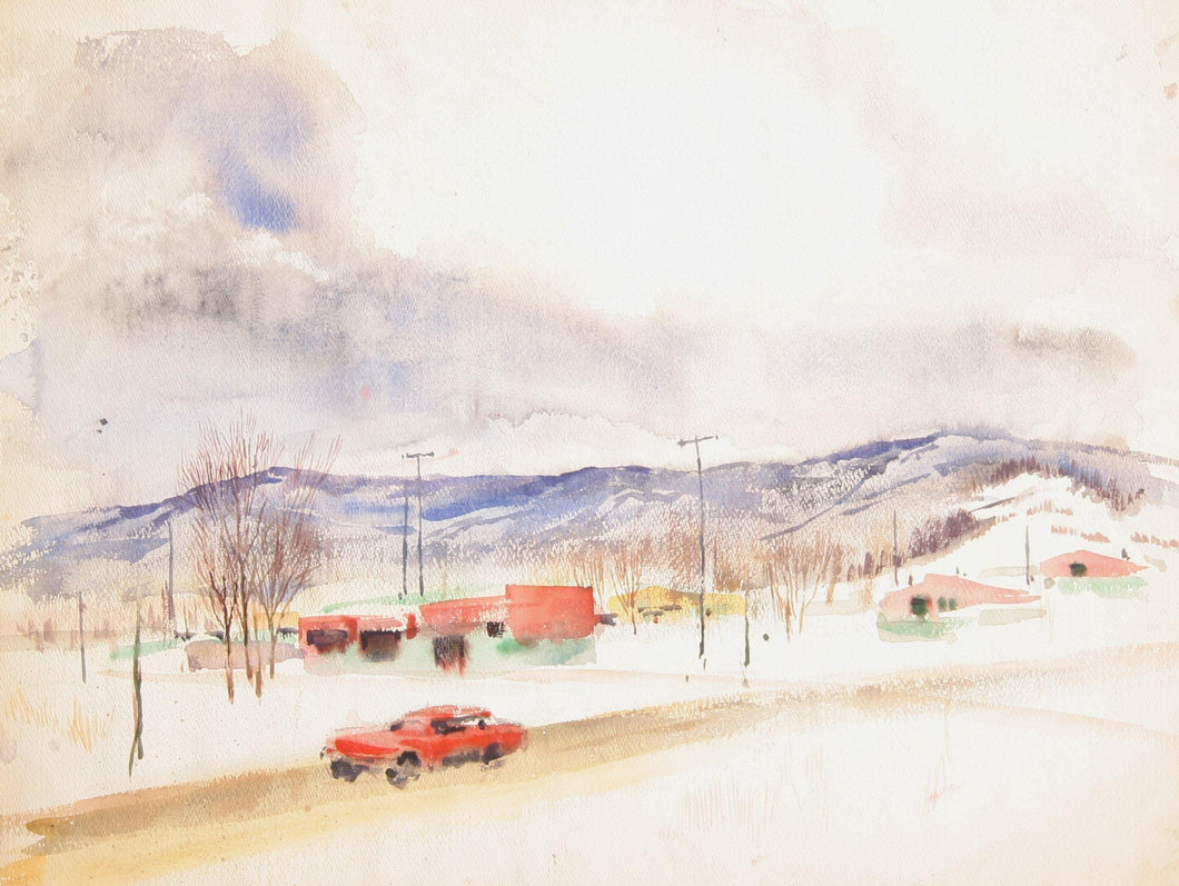 Mountainside Town Road Watercolor | Marshall Goodman,{{product.type}}