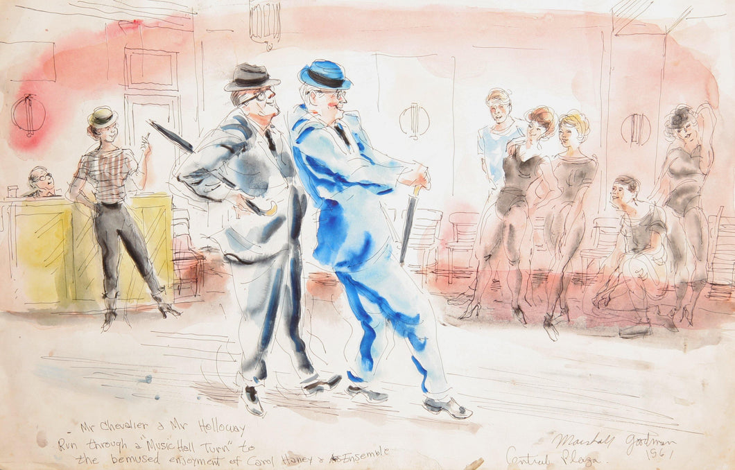Mr. Chevalier and Mr. Holloway (Music Hall Turn) Watercolor | Marshall Goodman,{{product.type}}
